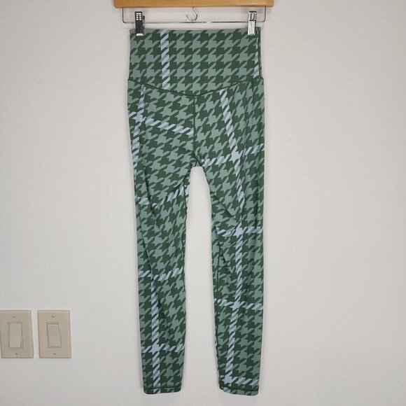 Offline By Aerie Real Me Xtra 7/8 Leggings M Green Houndstooth High Waist - Picture 2 of 12